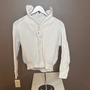 SHEIN White Cowl Neck Cable Knit Sweater